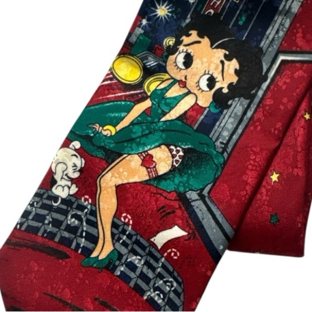 Vintage Ralph Marlin BETTY BOOP Looney Tunes Silk Tie 90's - Picture 3 of 7